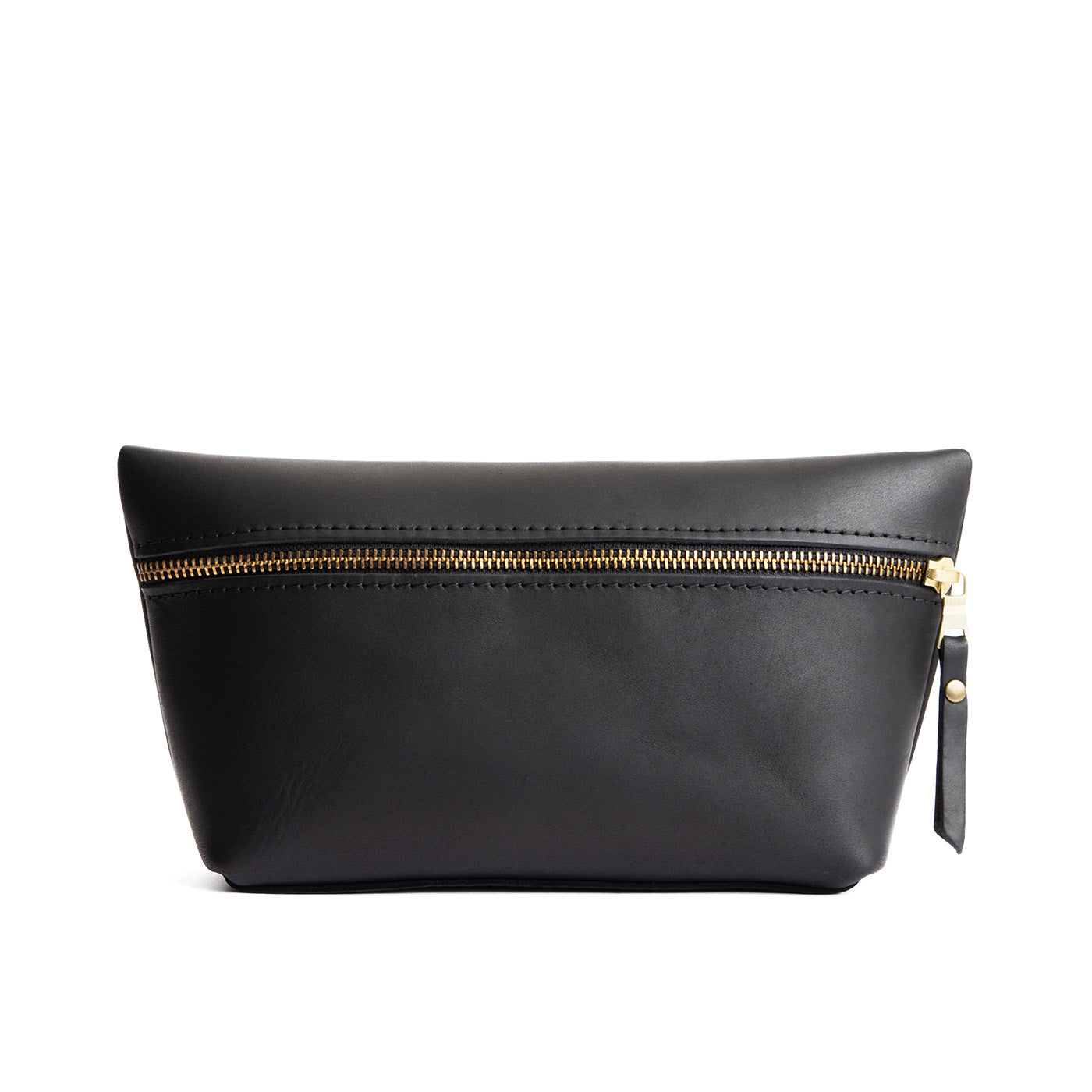 Black Large | Large leather makeup bag with zipper