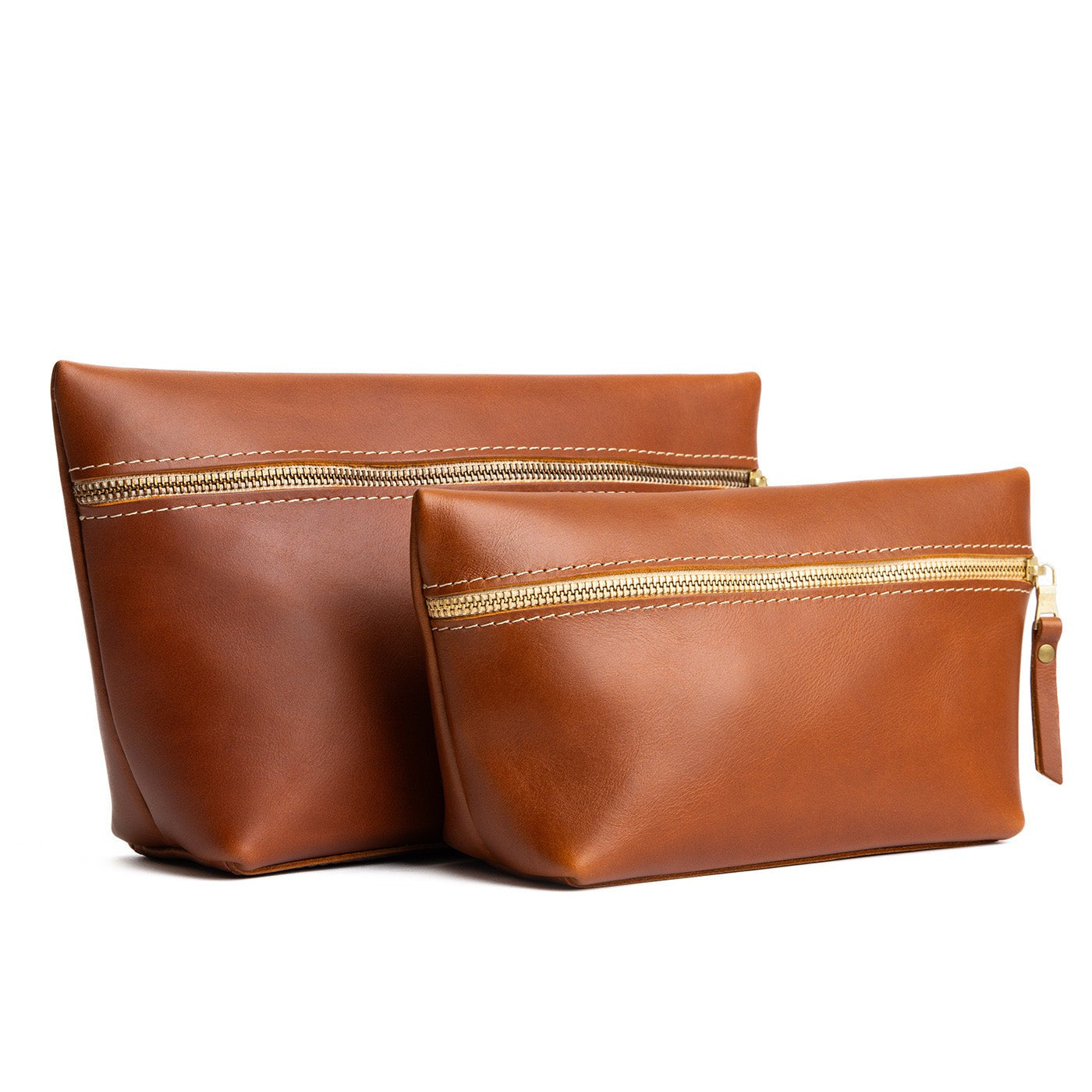 Honey | Large leather makeup bag with zipper