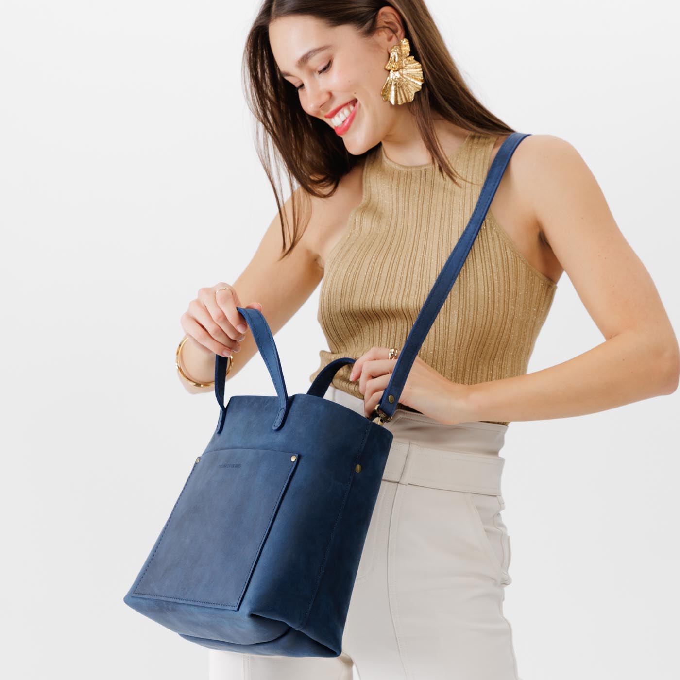 Deep Water Classic | Midsize crossbody tote with handles and a pocket