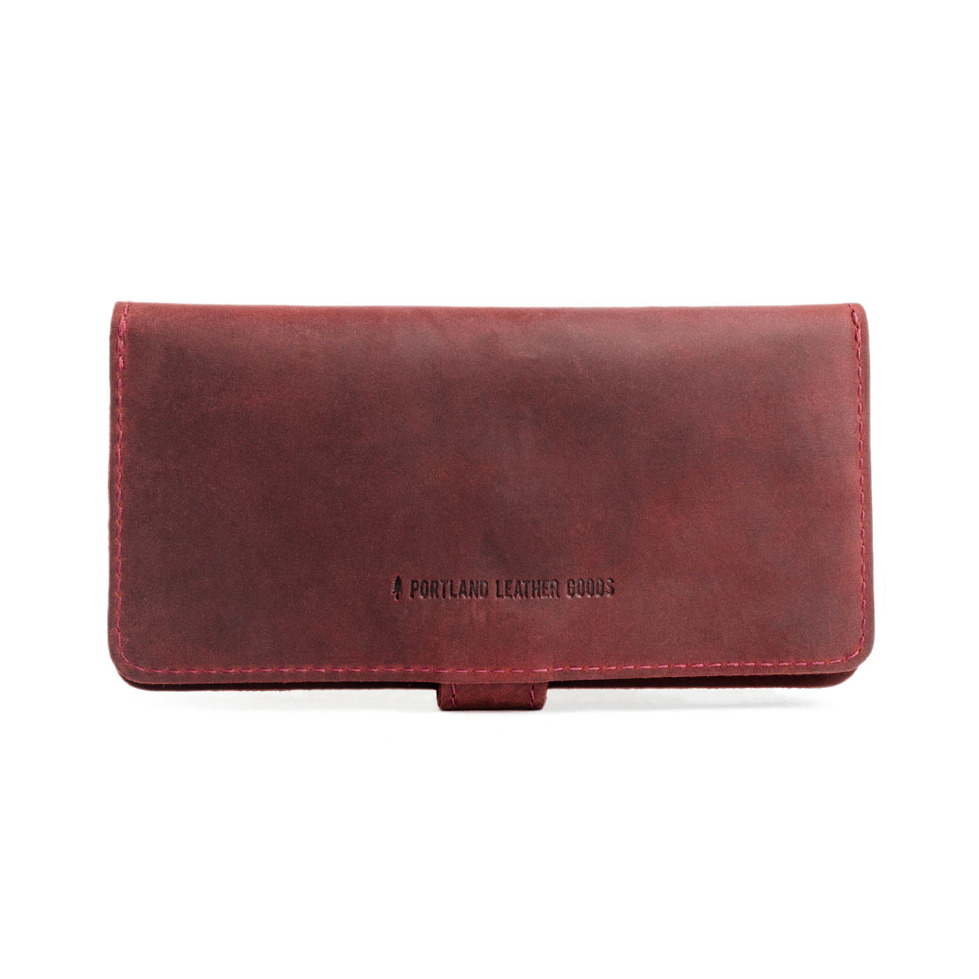 Merlot | Back of closed leather wallet