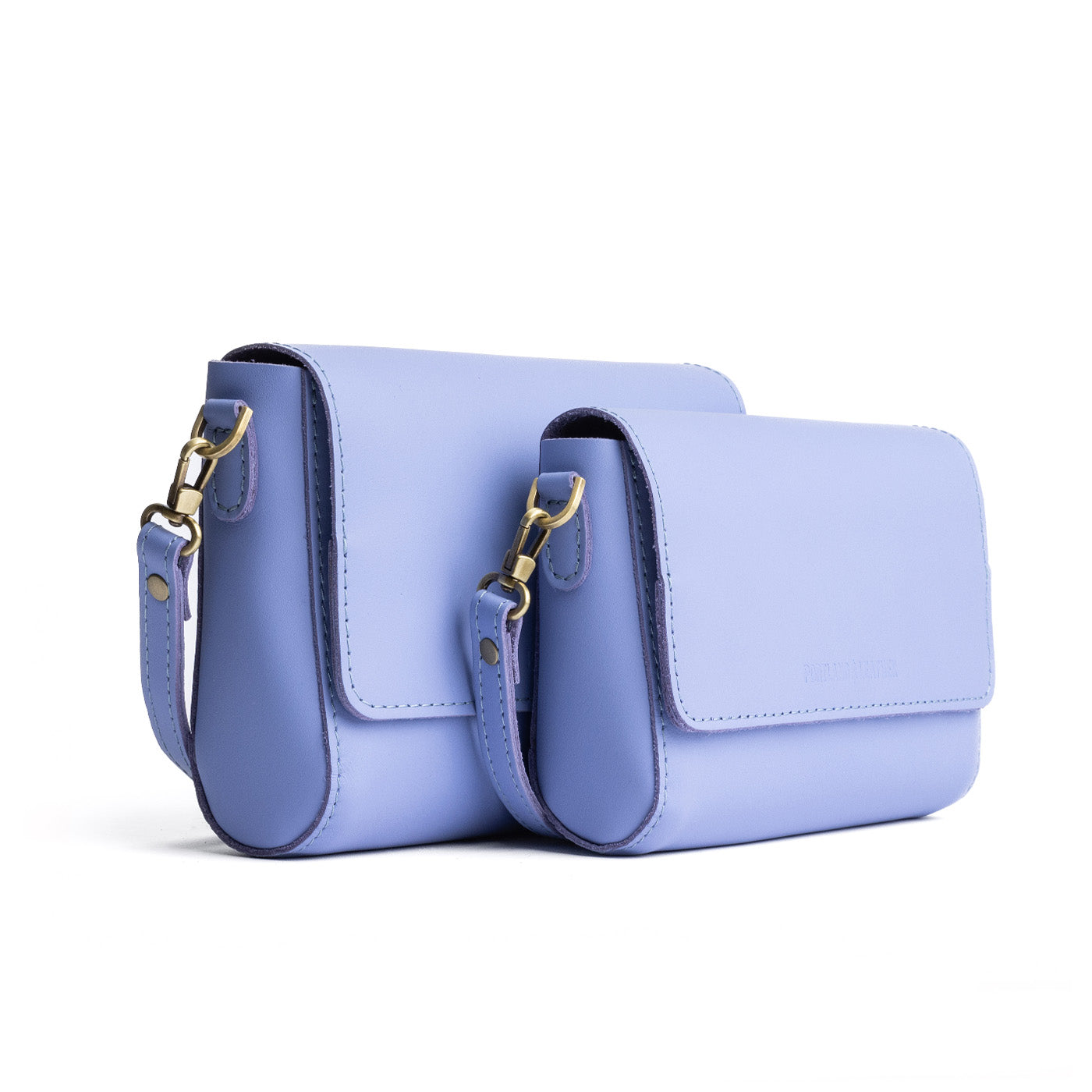 Jacaranda  | Side by Side of both sizes of Leather Crossbody Bag with Magnetic Messenger Bag Closure