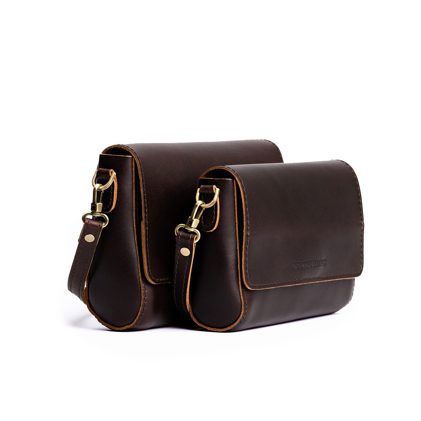 Grizzly | Side by Side of both sizes of Leather Crossbody Bag with Magnetic Messenger Bag Closure