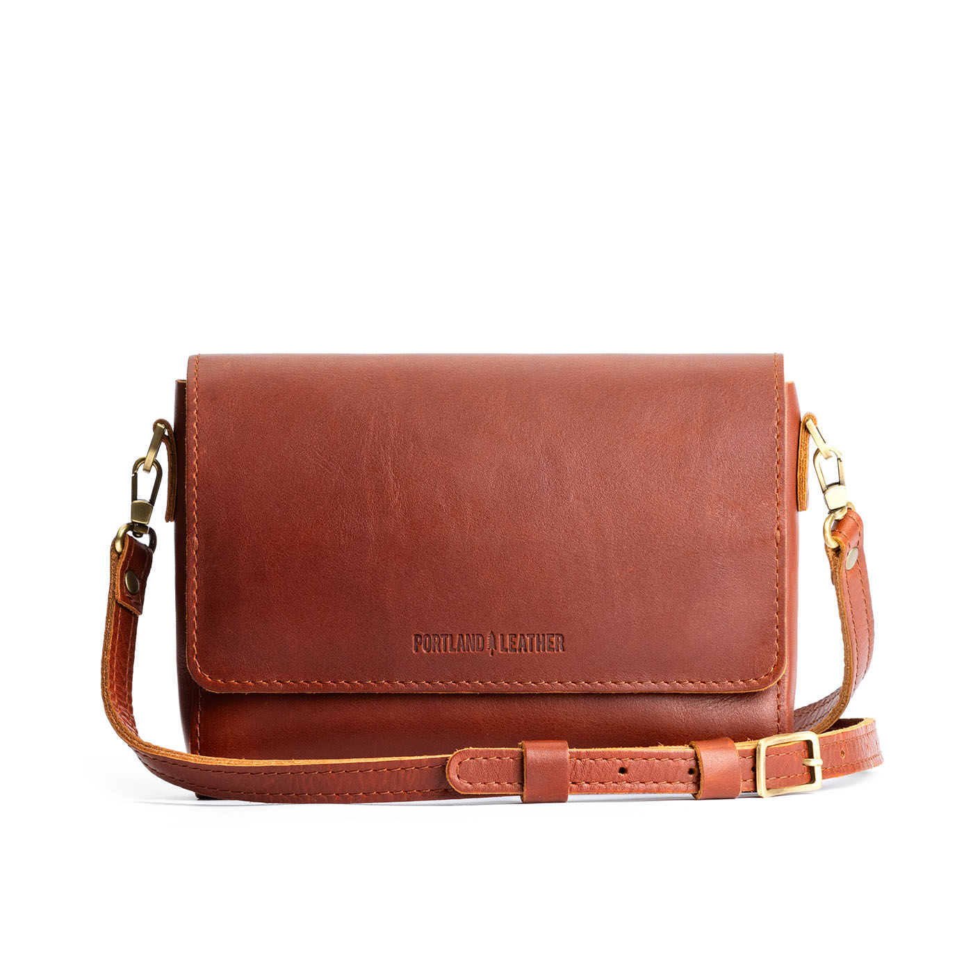 Chestnut*Medium | Leather Crossbody Bag with Magnetic Messenger Bag Closure