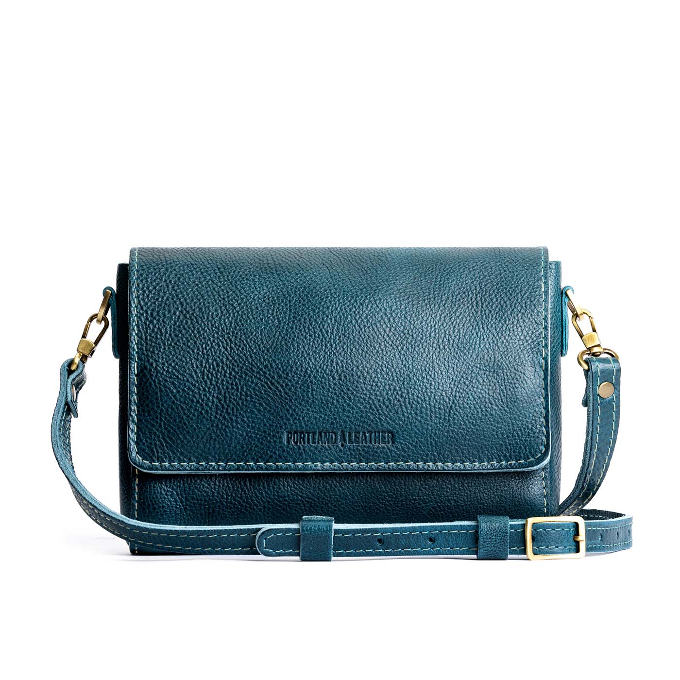 Lagoon*Medium  | Leather Crossbody Bag with Magnetic Messenger Bag Closure