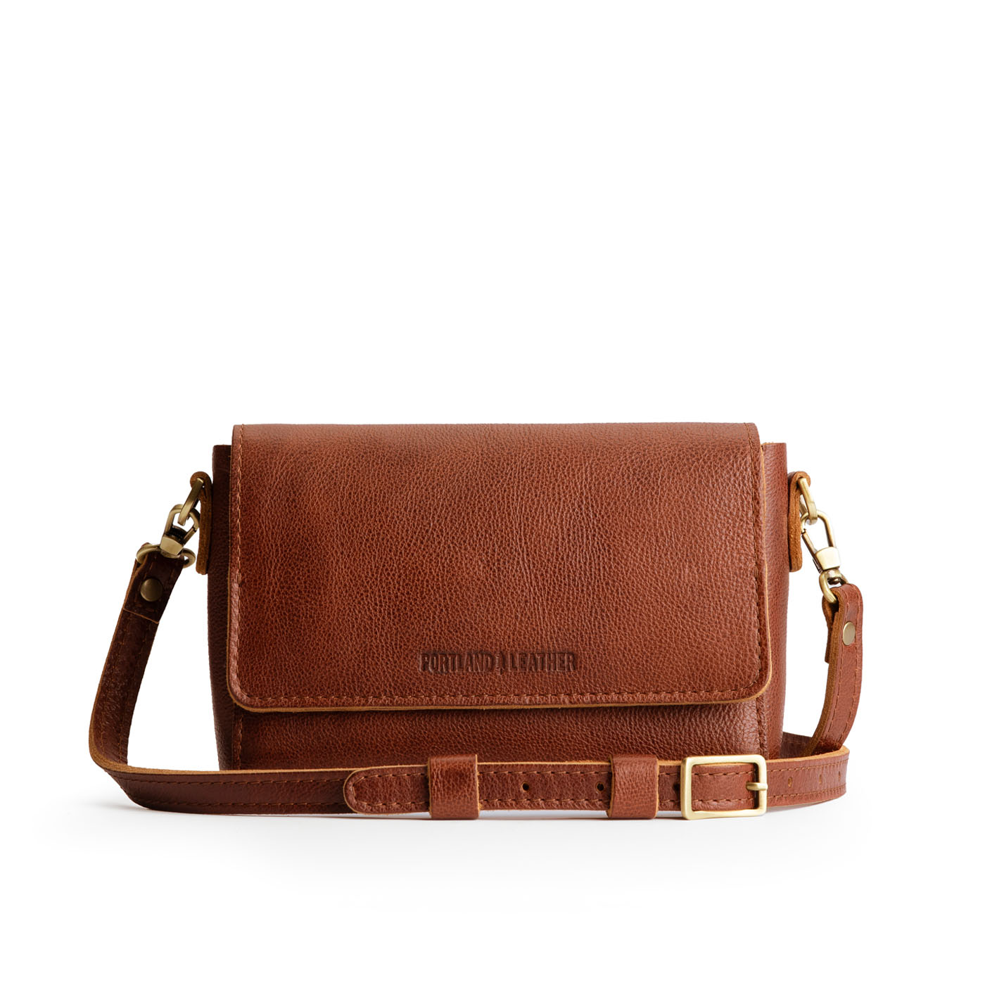 Nutmeg*Mini | Small Leather Crossbody Bag with Magnetic Messenger Bag Closure