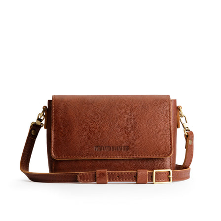 Nutmeg*Mini | Small Leather Crossbody Bag with Magnetic Messenger Bag Closure