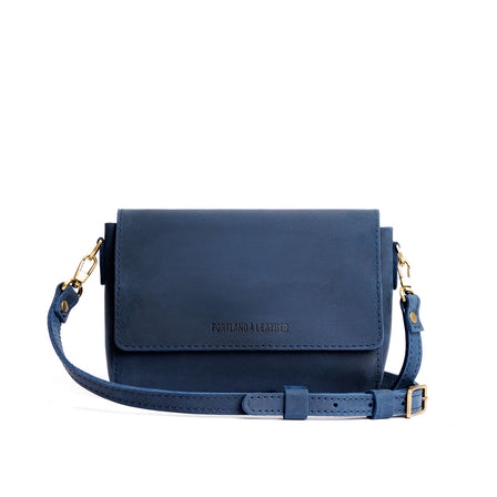 Deep Water*Medium  | Leather Crossbody Bag with Magnetic Messenger Bag Closure