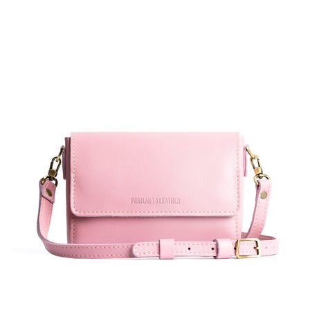 Vintage Pink*Mini | Small Leather Crossbody Bag with Magnetic Messenger Bag Closure