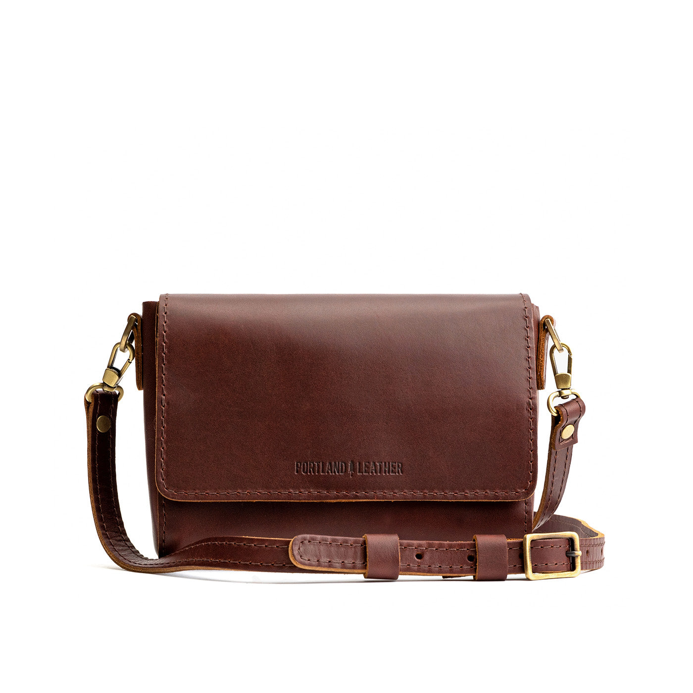 Cognac Mini | Small Leather Crossbody Bag with Magnetic Messenger Bag Closure