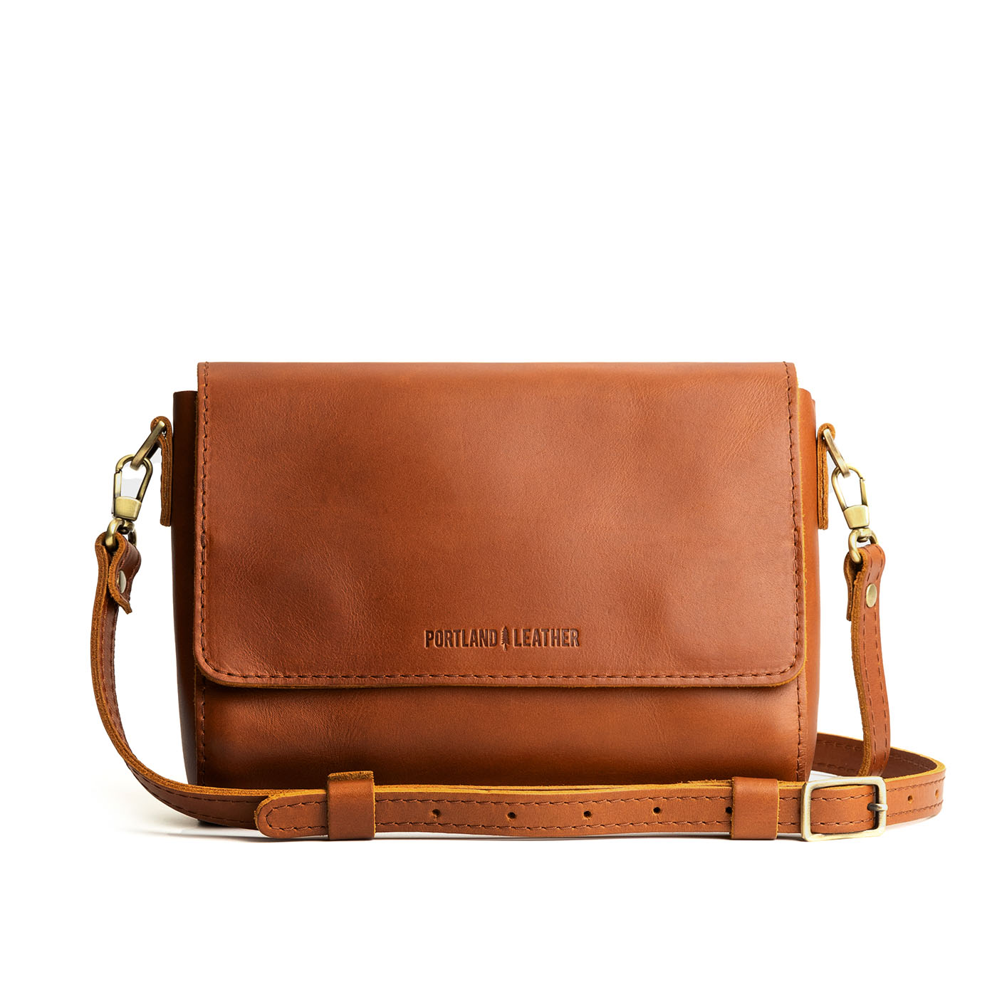 Honey Medium  | Leather Crossbody Bag with Magnetic Messenger Bag Closure