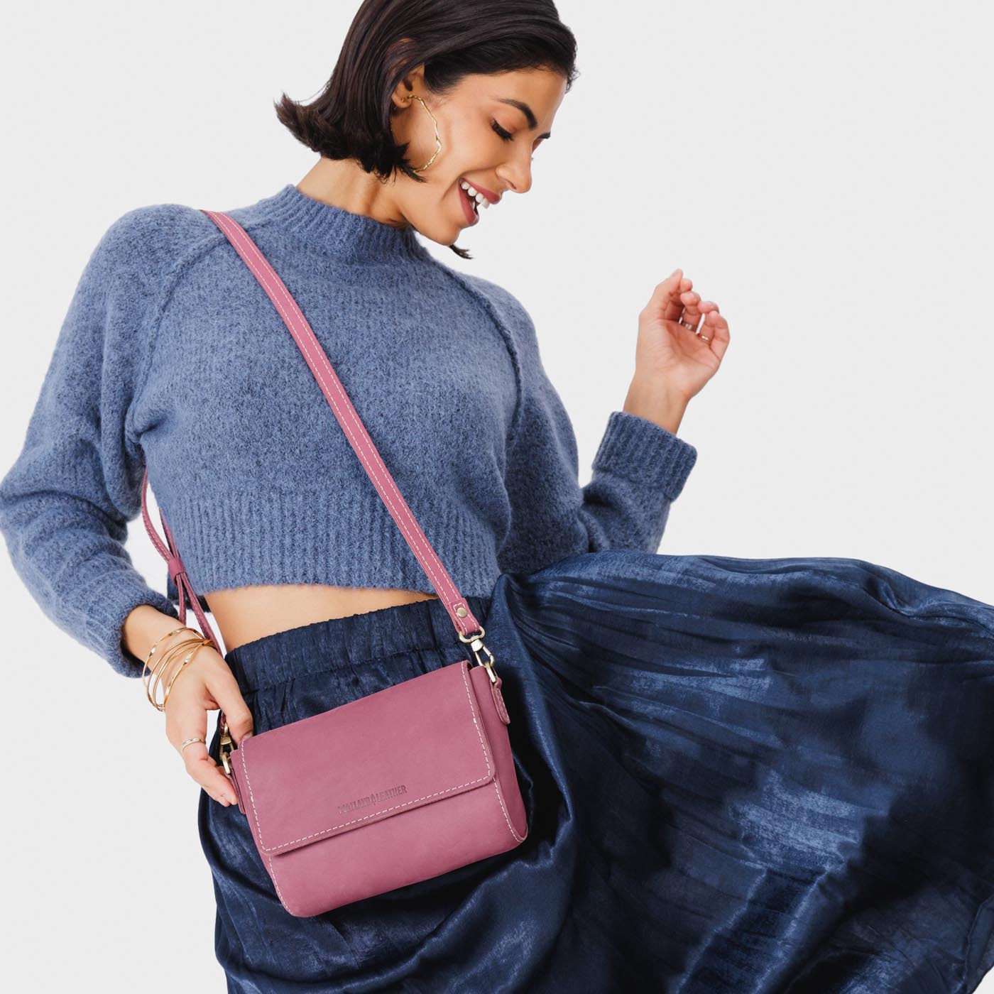 Foxglove*Mini | Small Leather Crossbody Bag with Magnetic Messenger Bag Closure