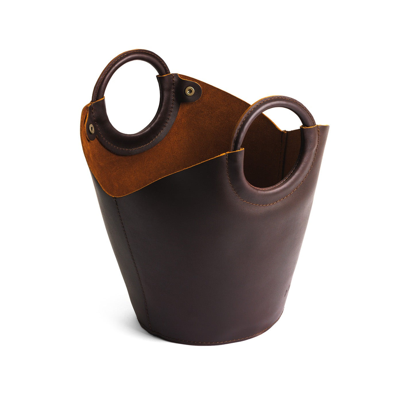 Grizzly*Large | Structured leather hand bag with circular handles