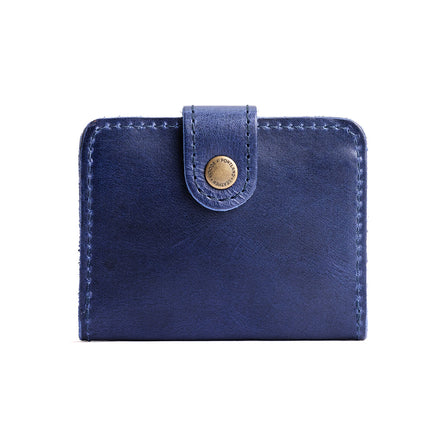 Cowboy Blue | Small leather bifold wallet with snap closed