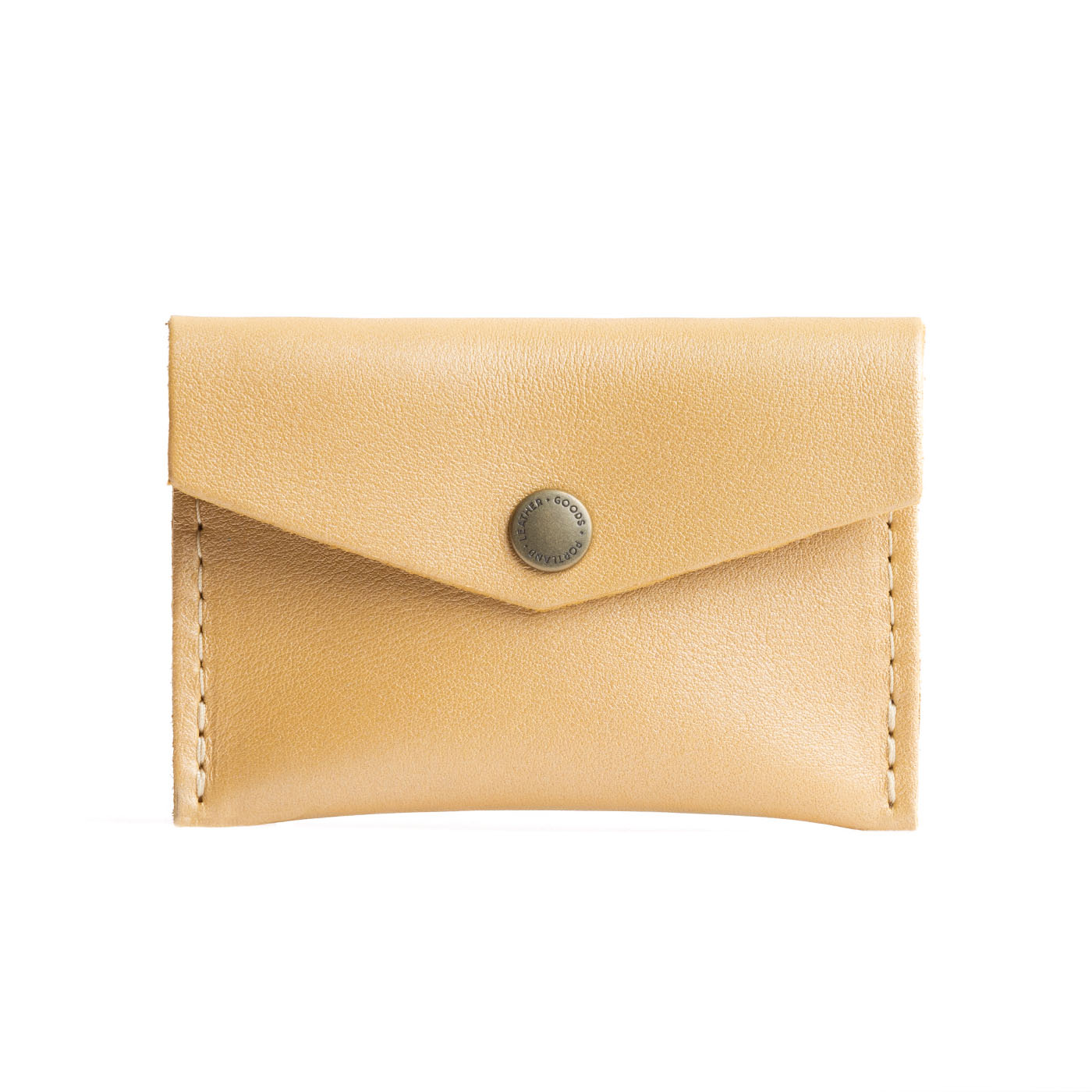 Champagne | Small leather envelope card wallet with snap closure