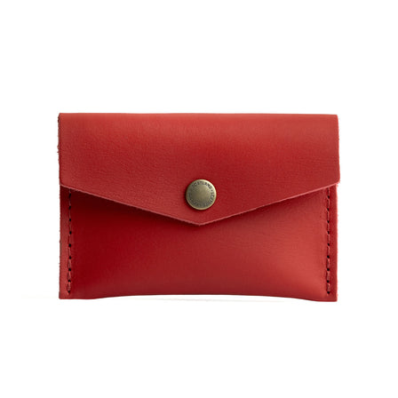 Crimson | Small leather envelope card wallet with snap closure