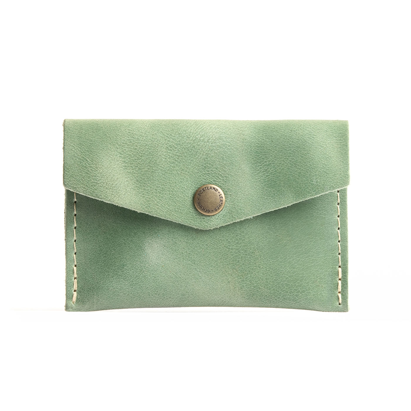 Cucumber | Small leather envelope card wallet with snap closure