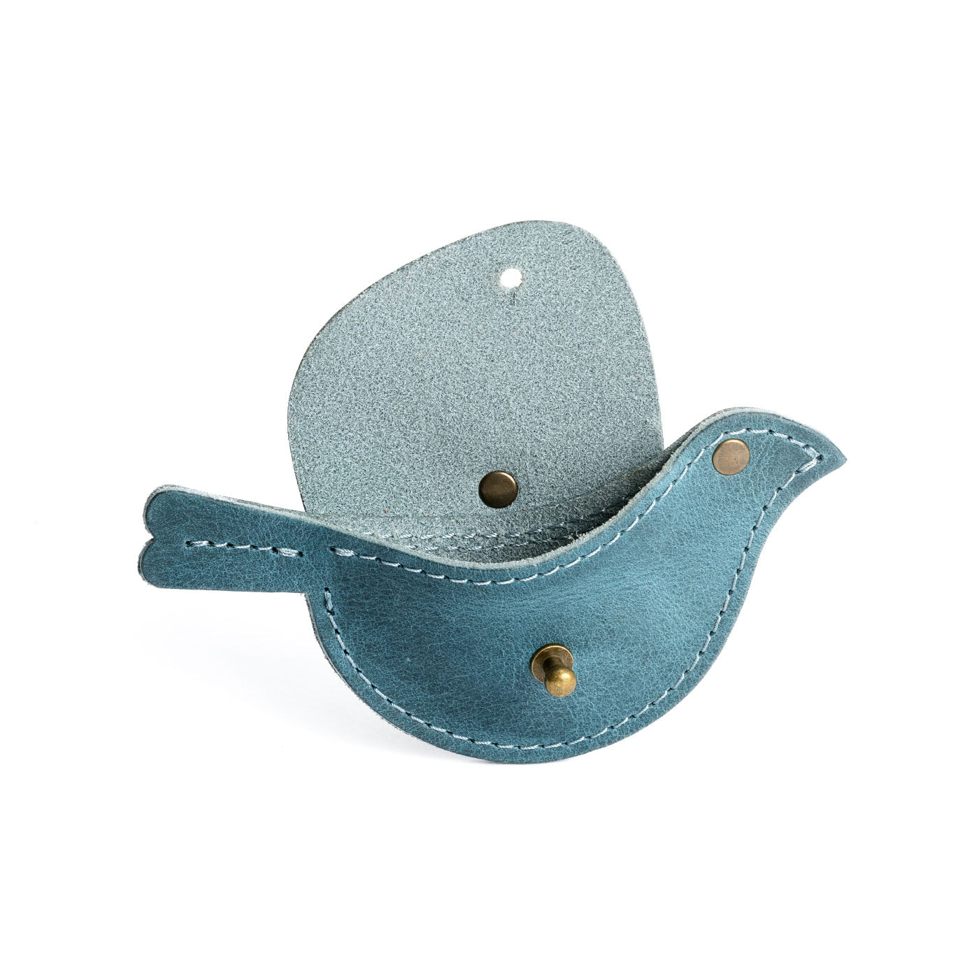 Aqua | Bird shaped pouch with button closure and lobster clasp