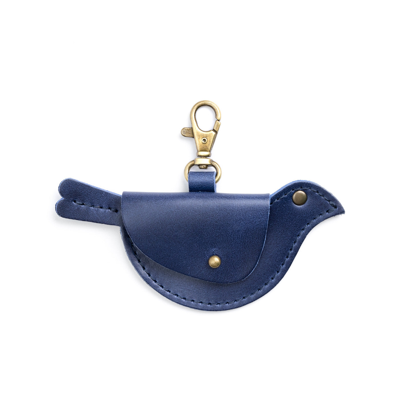 Cowboy Blue | Bird shaped pouch with button closure and lobster clasp