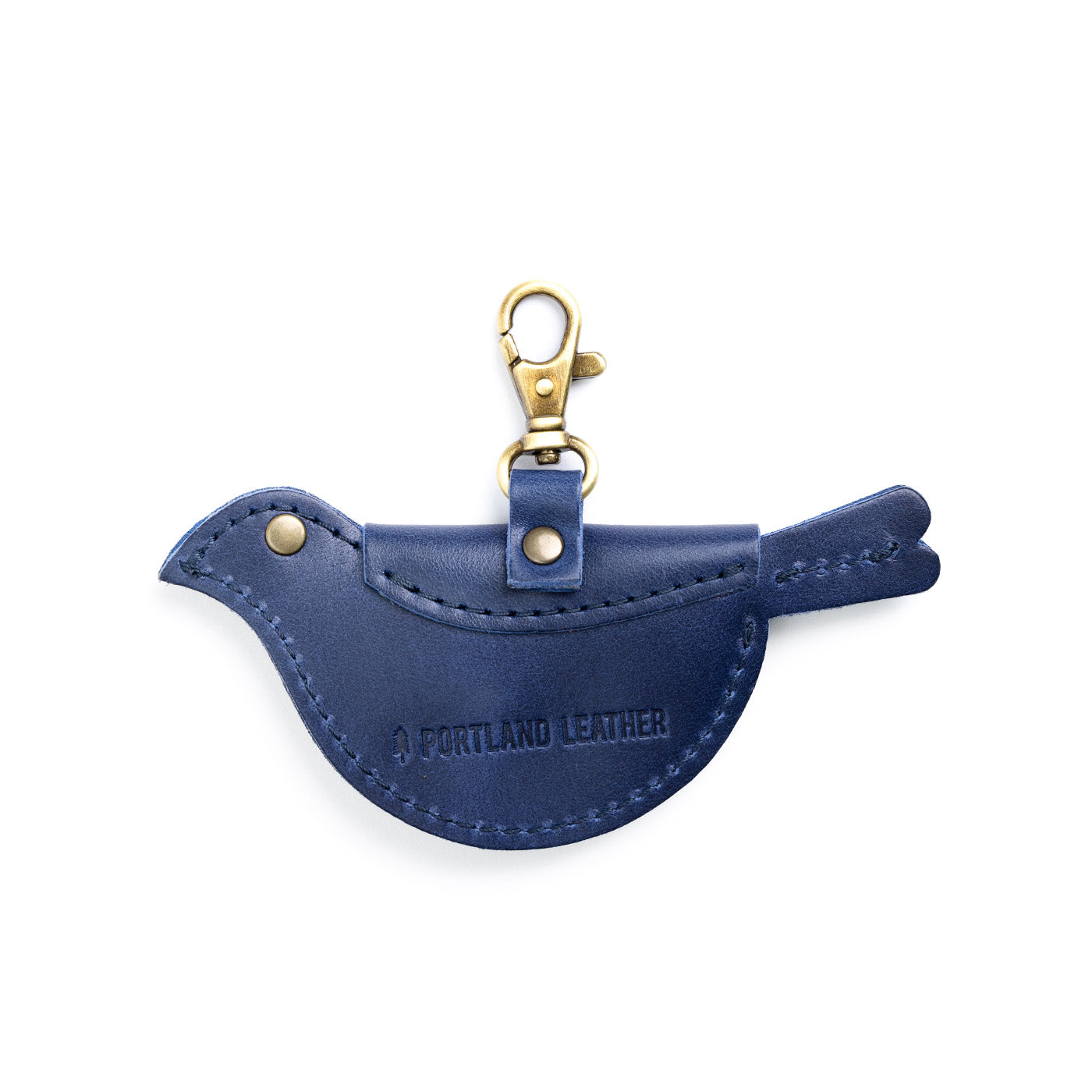 Cowboy Blue | Bird shaped pouch with button closure and lobster clasp