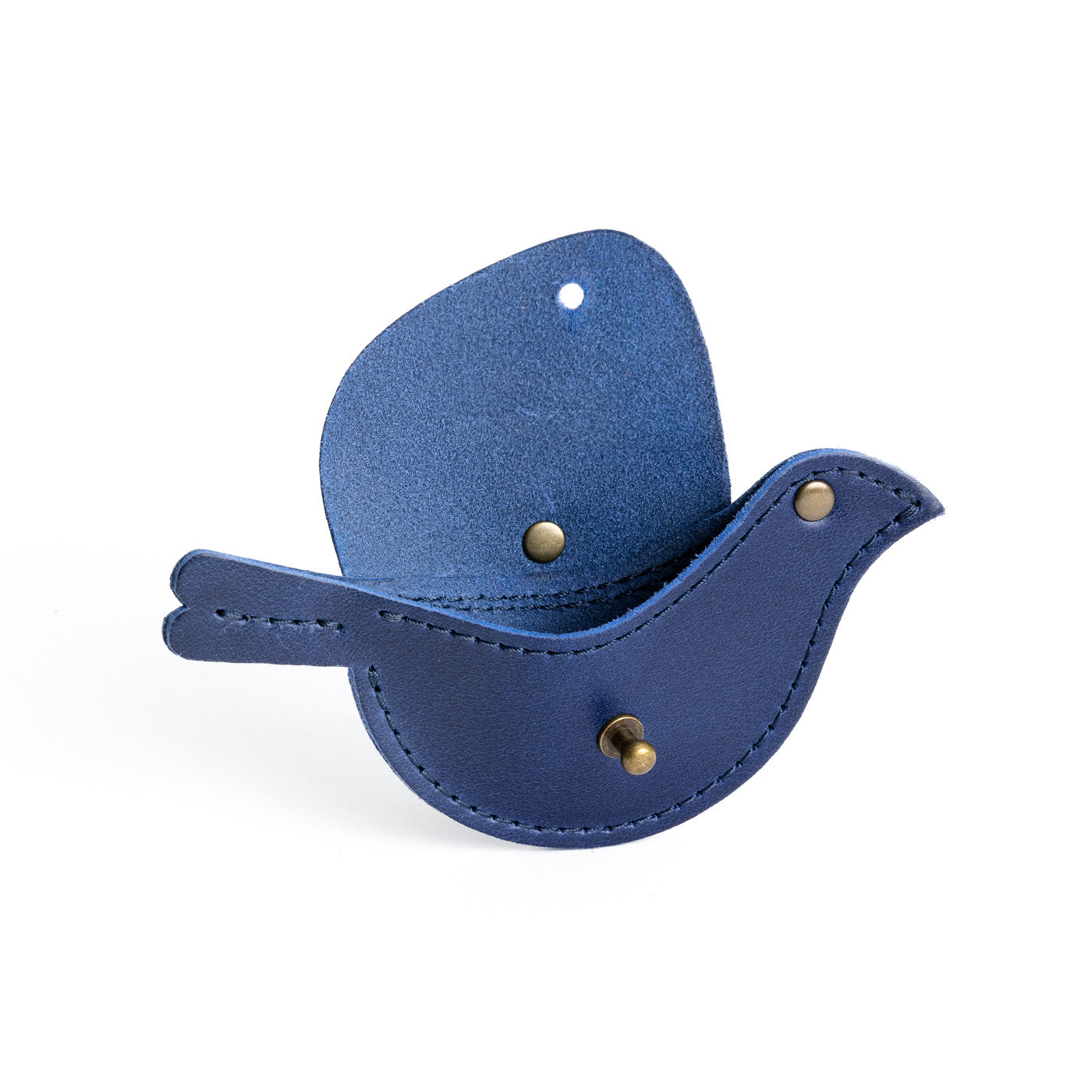 Cowboy Blue | Bird shaped pouch with button closure and lobster clasp