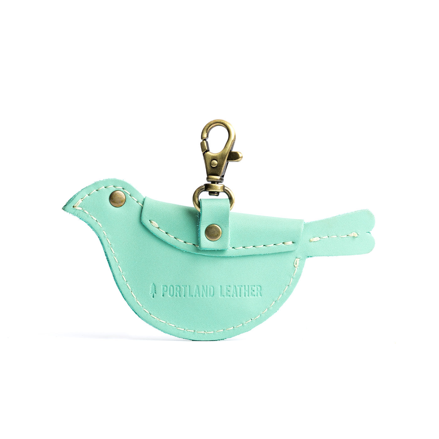 All Color: Mint | Bird shaped pouch with button closure and lobster clasp