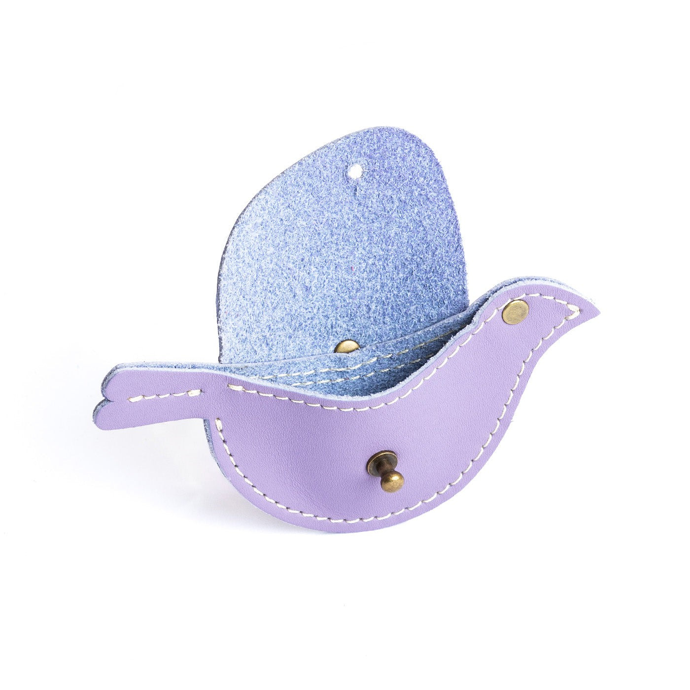 All Color: Lavender | Bird shaped pouch with button closure and lobster clasp