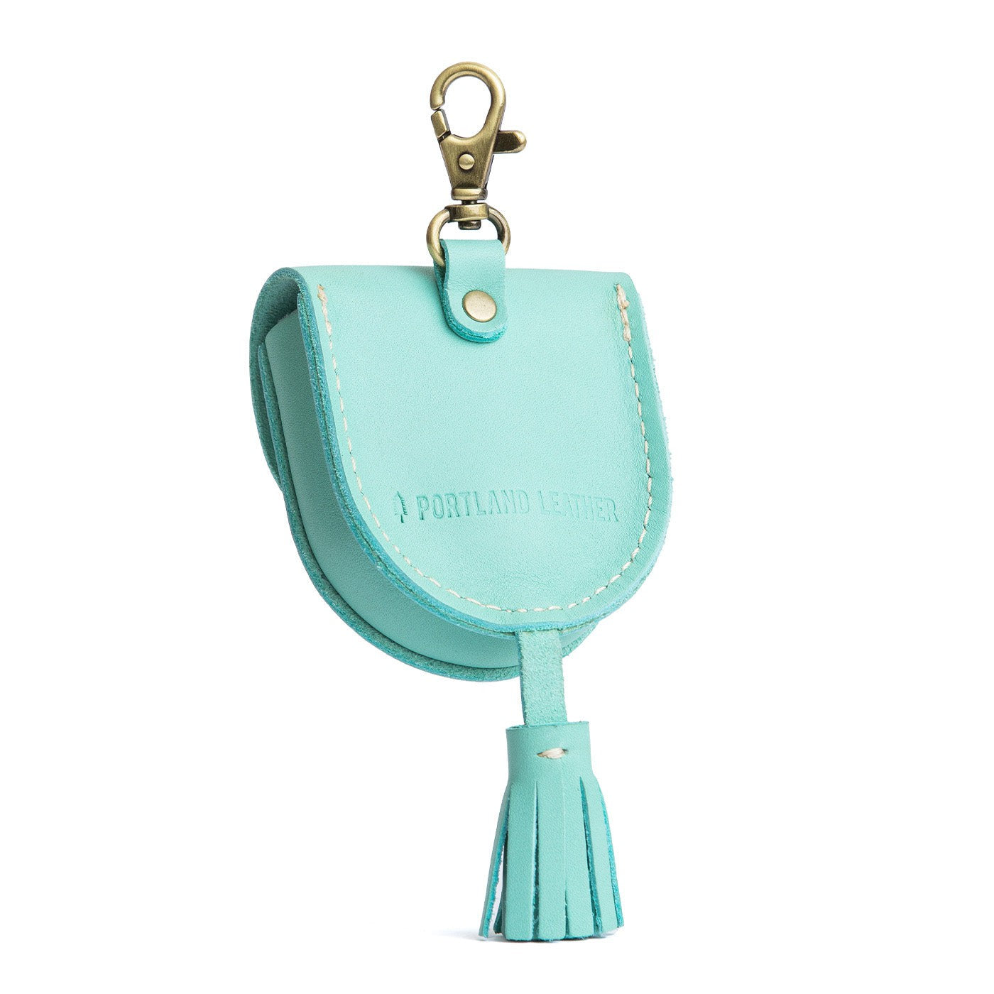 All Color: Mint | U shaped pouch with snap closure, lobster clasp and fringed tassel