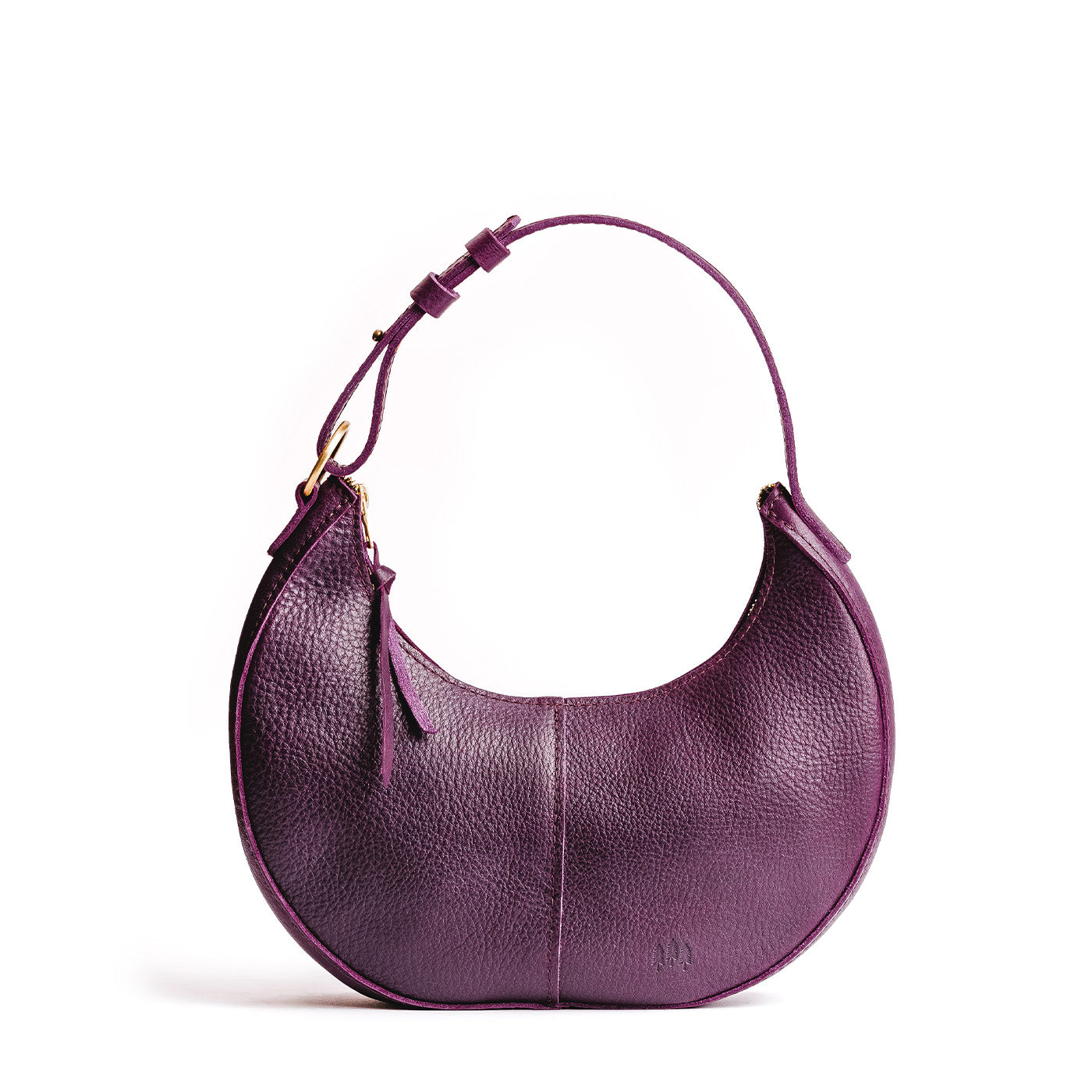 Plum Classic | Crescent shaped shoulder bag with zipper closure and adjustable strap