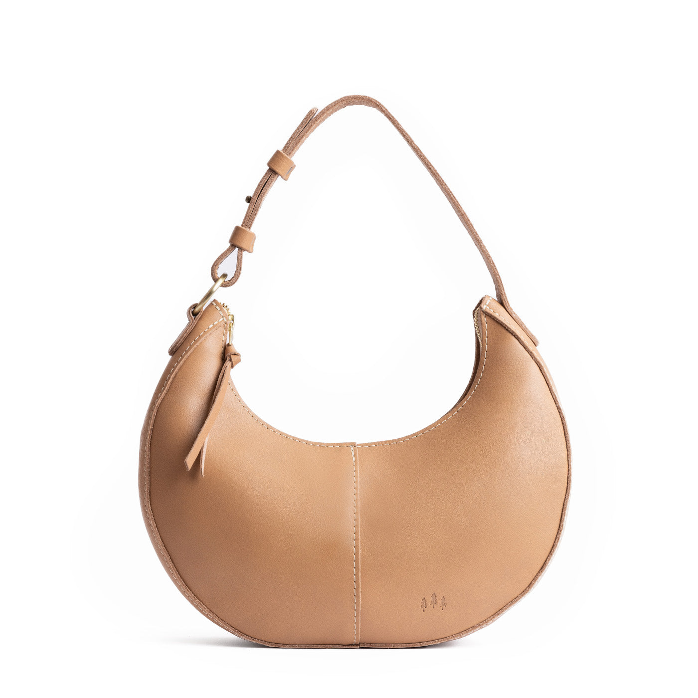 Almond Classic | Crescent shaped shoulder bag with zipper closure and adjustable strap