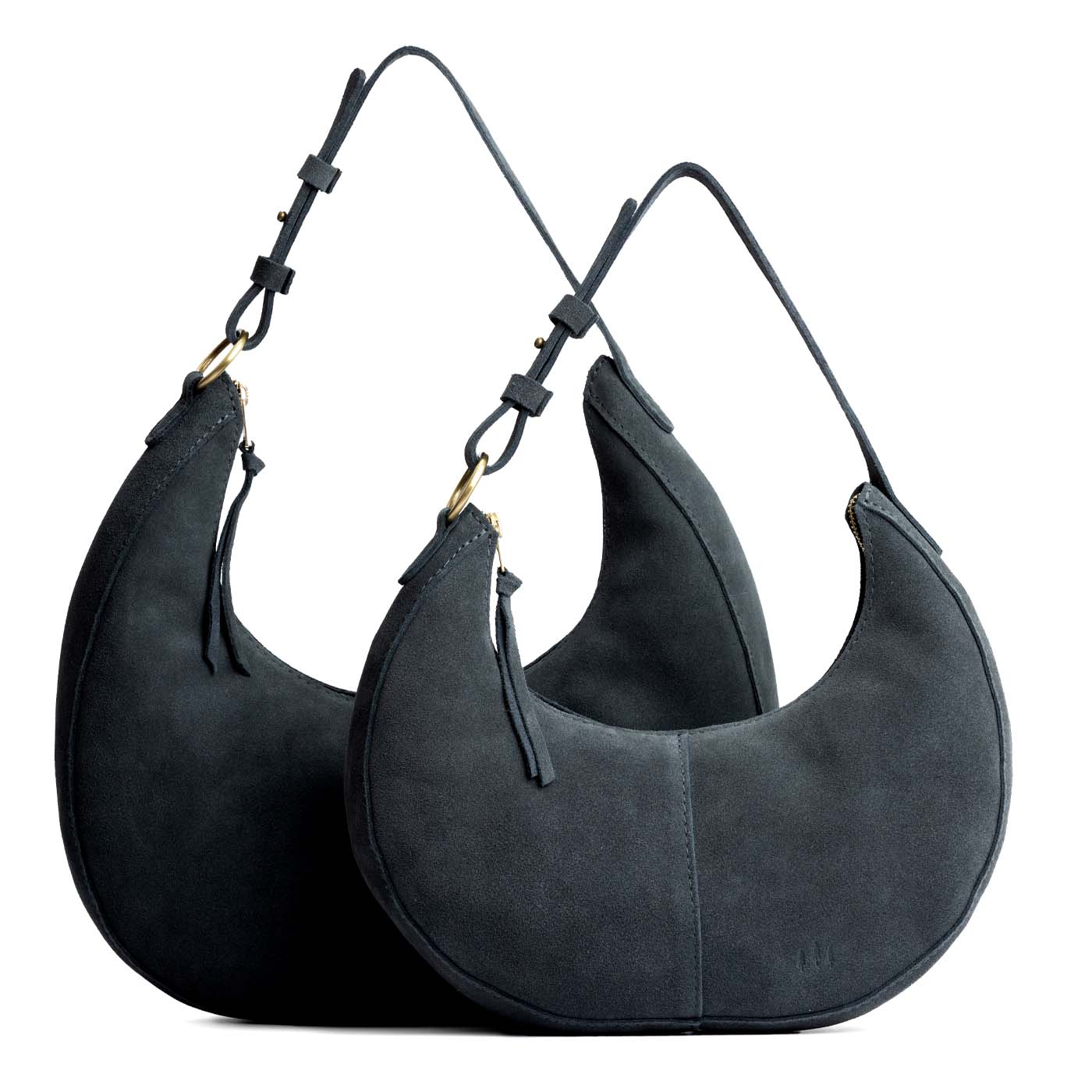 Peppercorn | Crescent shaped shoulder bag with zipper closure and adjustable strap