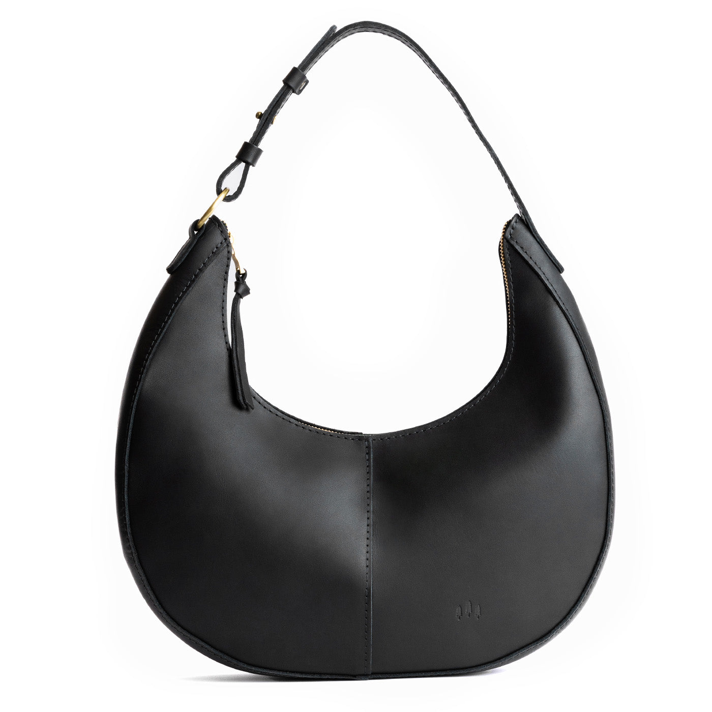 Black Large  | Large crescent shaped shoulder bag with zipper closure and adjustable strap