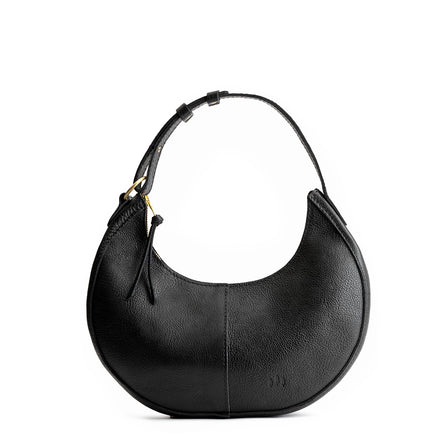 Pebbled--black*Large  | Large crescent shaped shoulder bag with zipper closure and adjustable strap