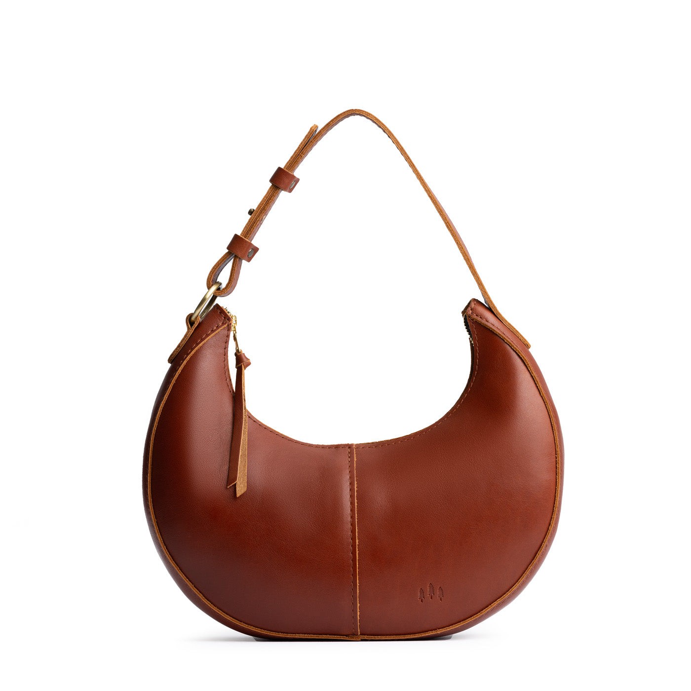 Chestnut*Classic | Crescent shaped shoulder bag with zipper closure and adjustable strap