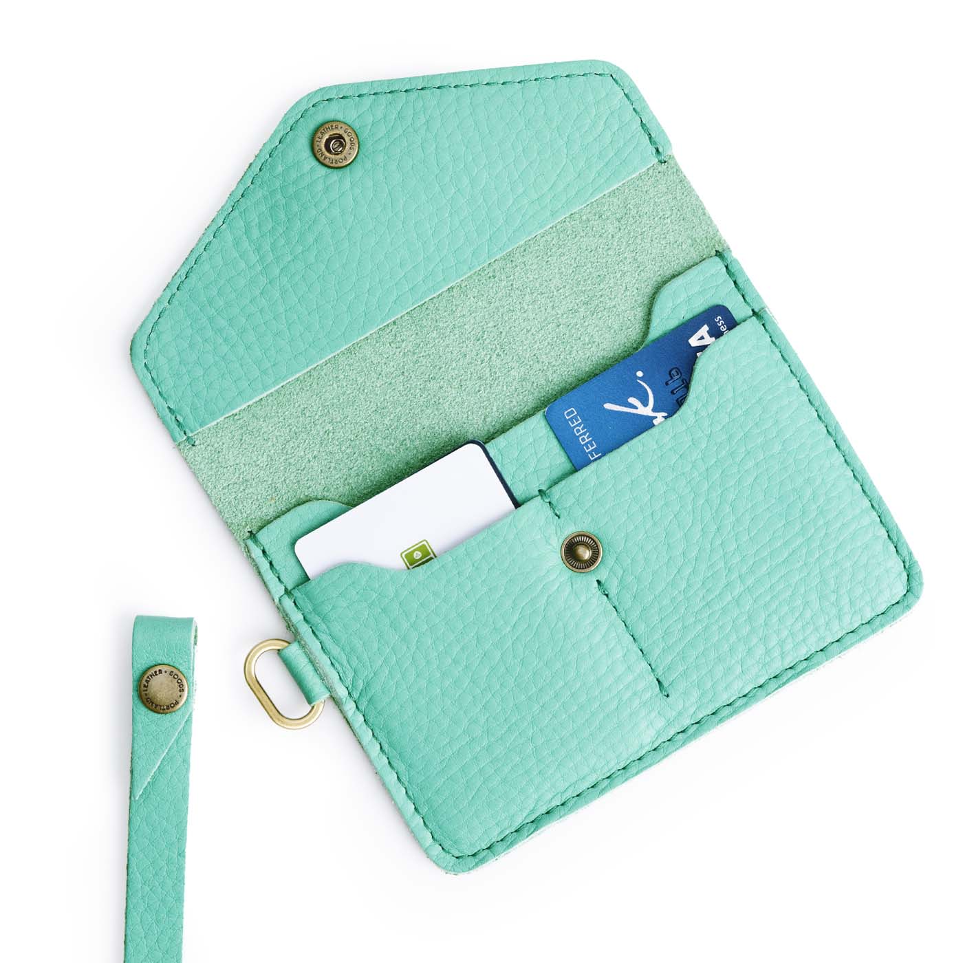 West Palm | Small Leather Passport Wristlet Open