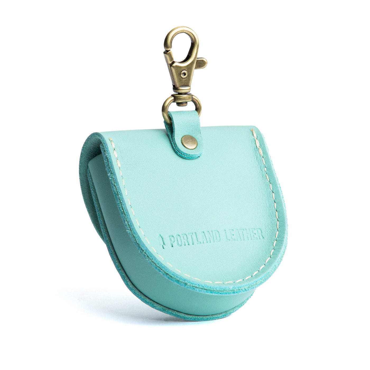 All Color: Mint | U shaped pouch with leather flower applique