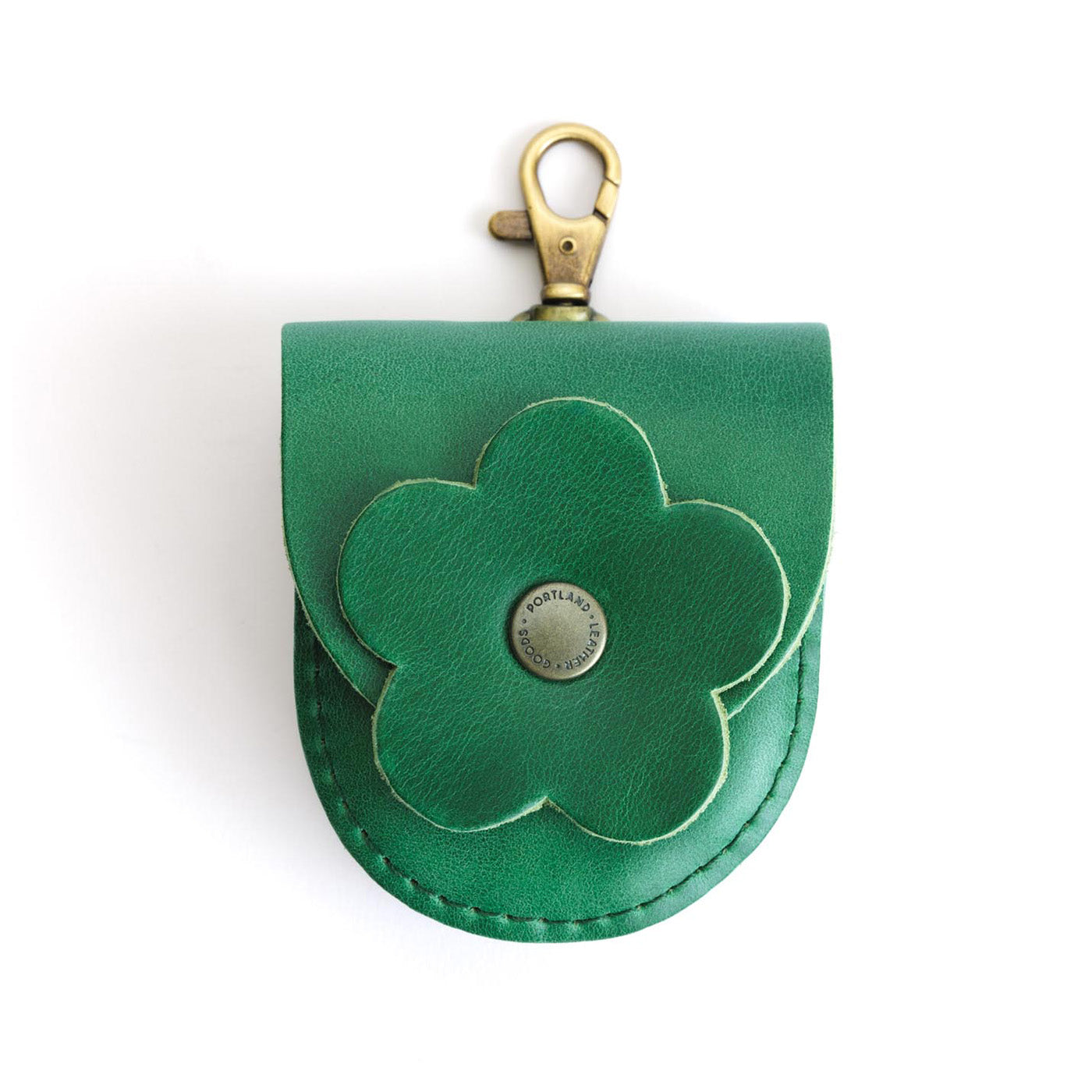 All Color: Cowboy Mint | U shaped pouch with leather flower applique