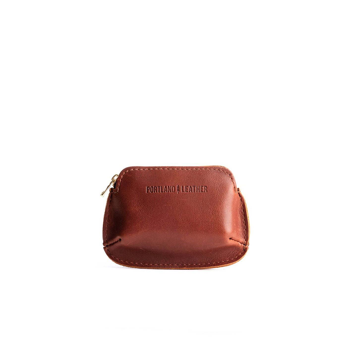 Chestnut*Small | Small pouch with top zipper and curved edges