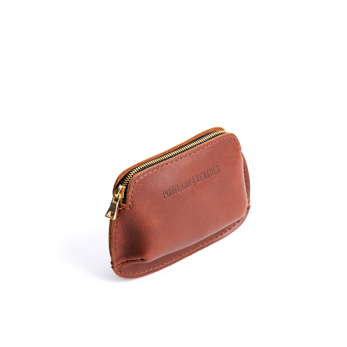 Chestnut Small | Small pouch with top zipper and curved edges