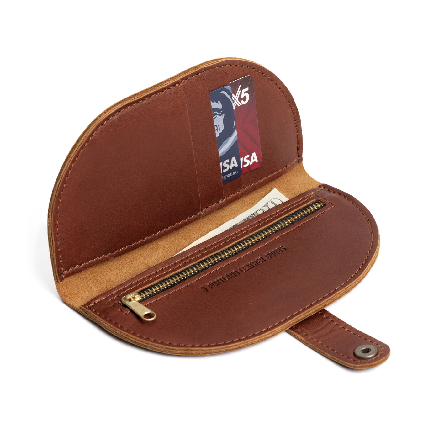 Chestnut | Semicircle bifold wallet with snap closure