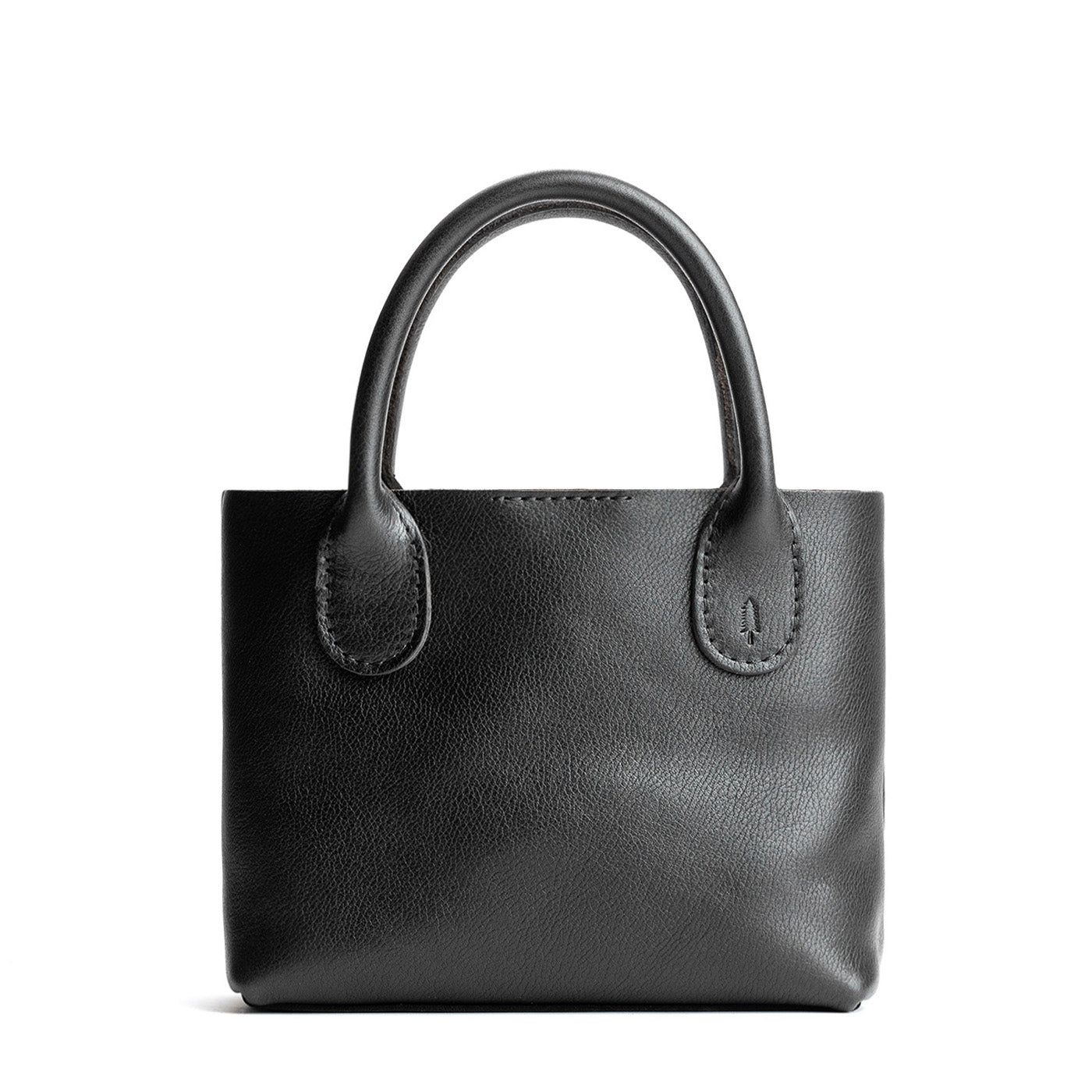 Pebbled--black Small | Petite tote purse with structured leather handles and crossbody strap