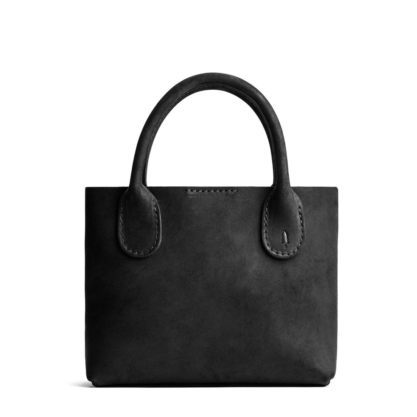 Shadow Black*Small | Petite tote purse with structured leather handles and crossbody strap