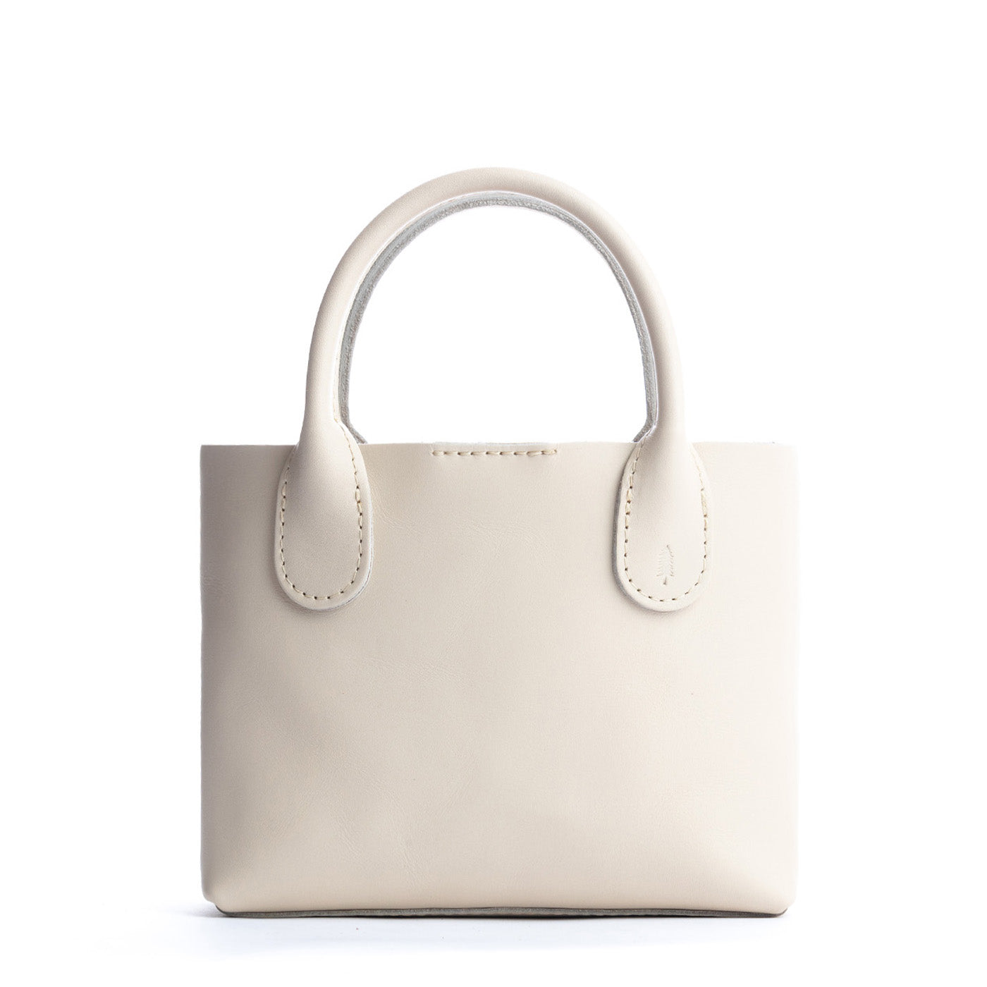  Bone Small | Petite tote purse with structured leather handles and crossbody strap