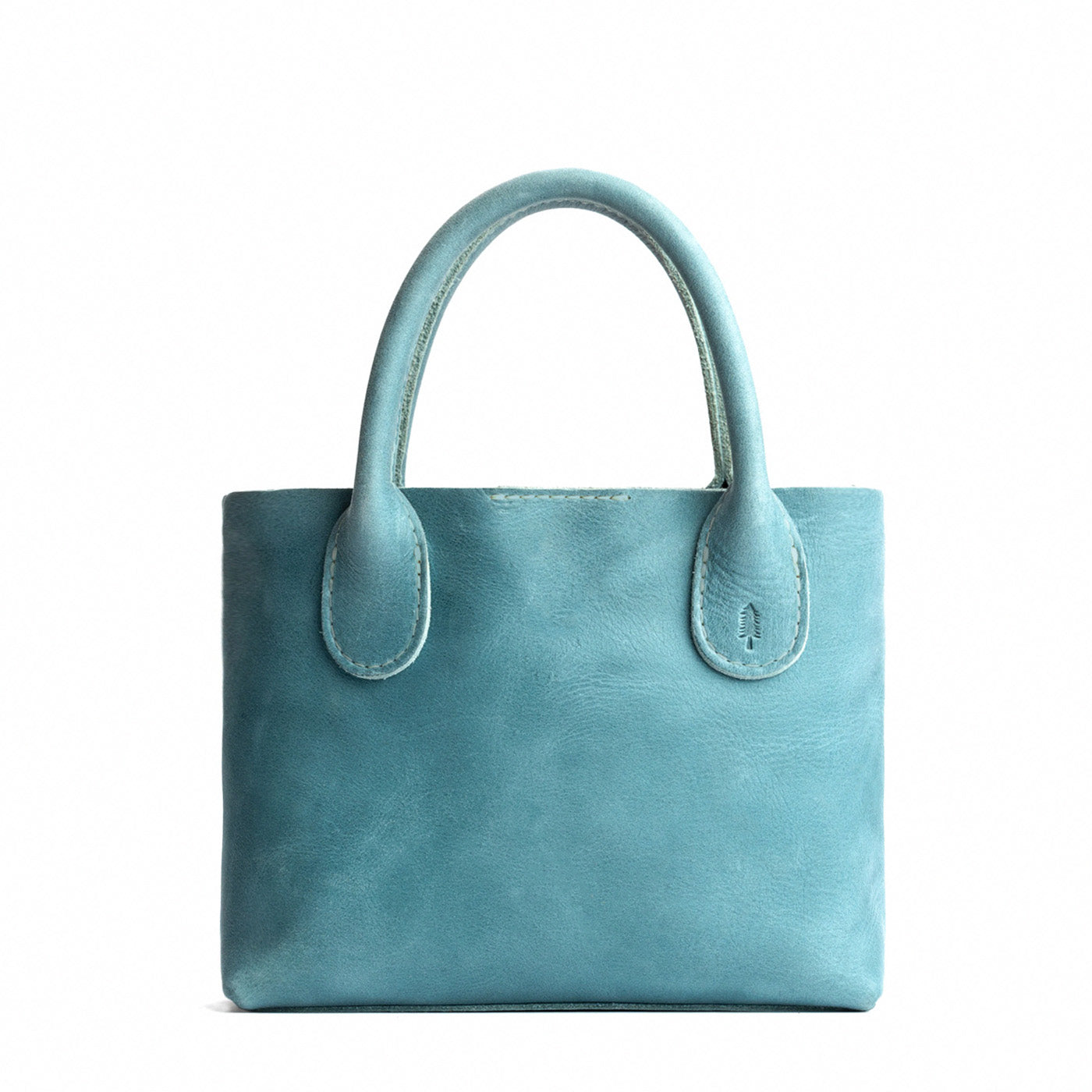  Aqua Small | Petite tote purse with structured leather handles and crossbody strap