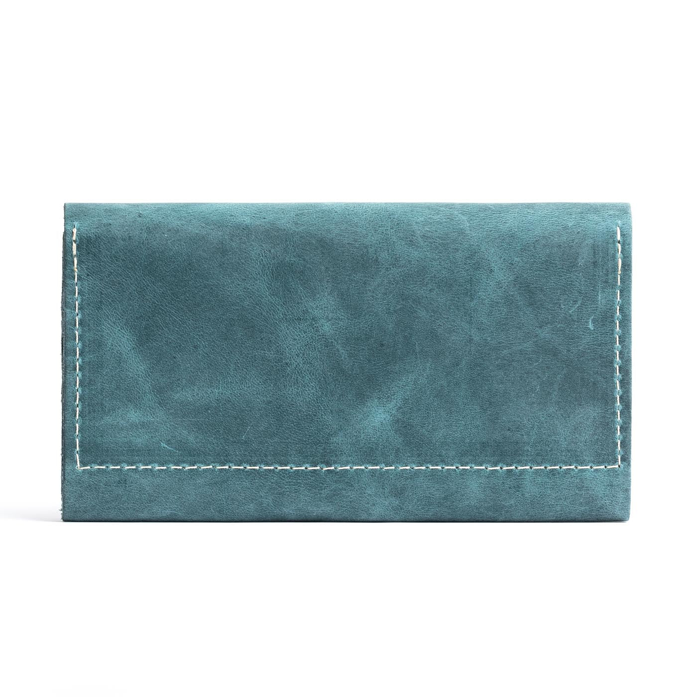 Aqua | Back side of leather wallet