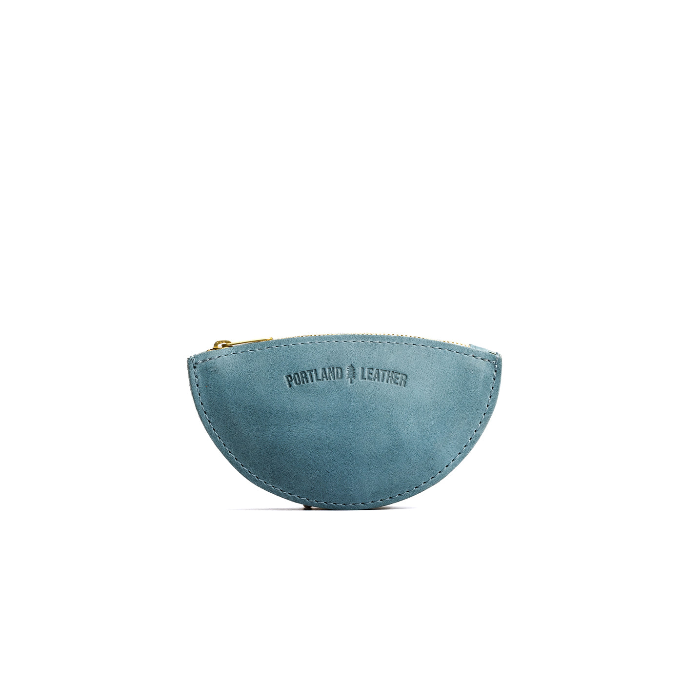 Aqua Small | Half circle shaped leather zip pouch