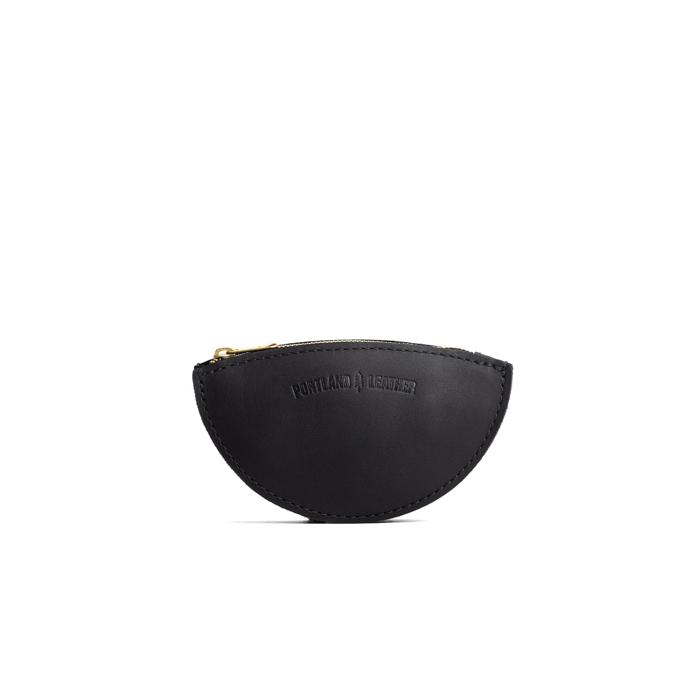 Black*Small | Half circle shaped leather zip pouch