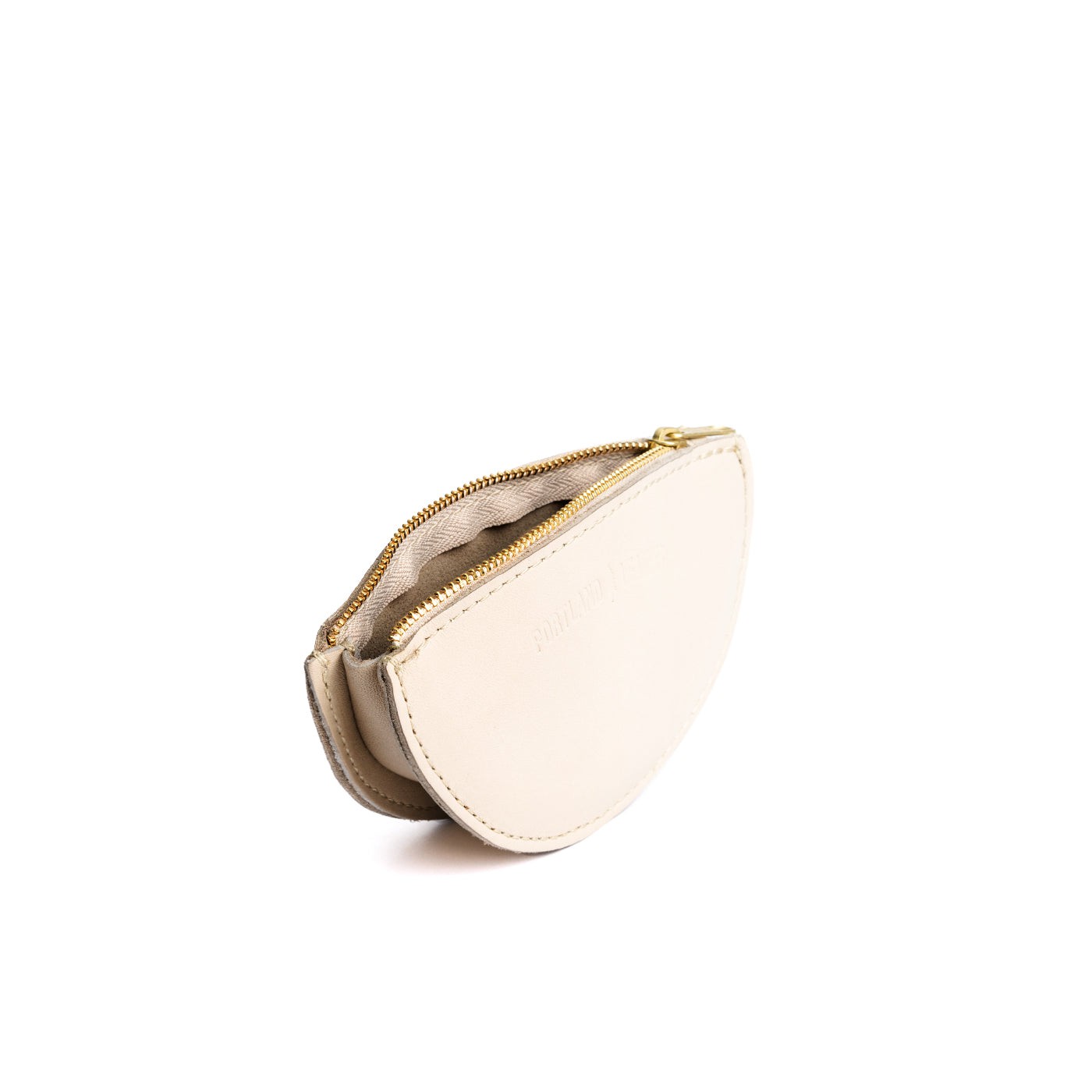 Bone*Small | Half circle shaped leather zip pouch