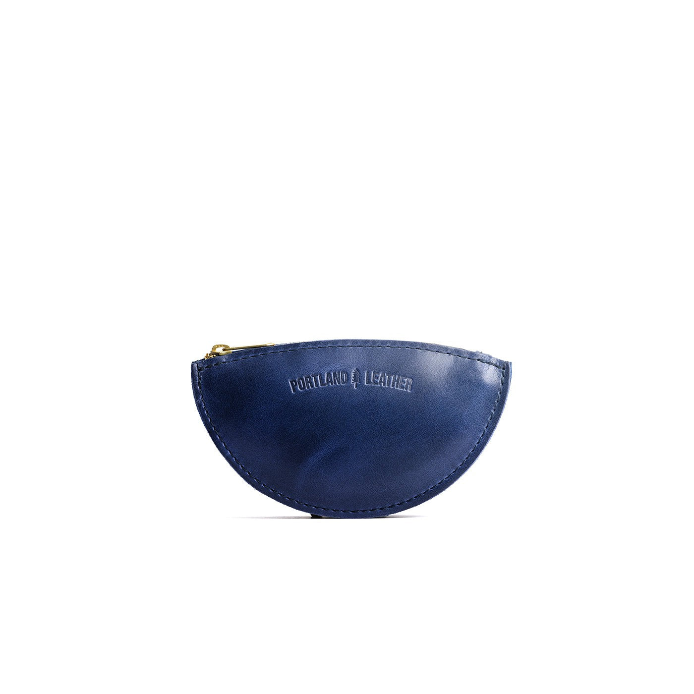 Cowboy Blue Small | Half circle shaped leather zip pouch