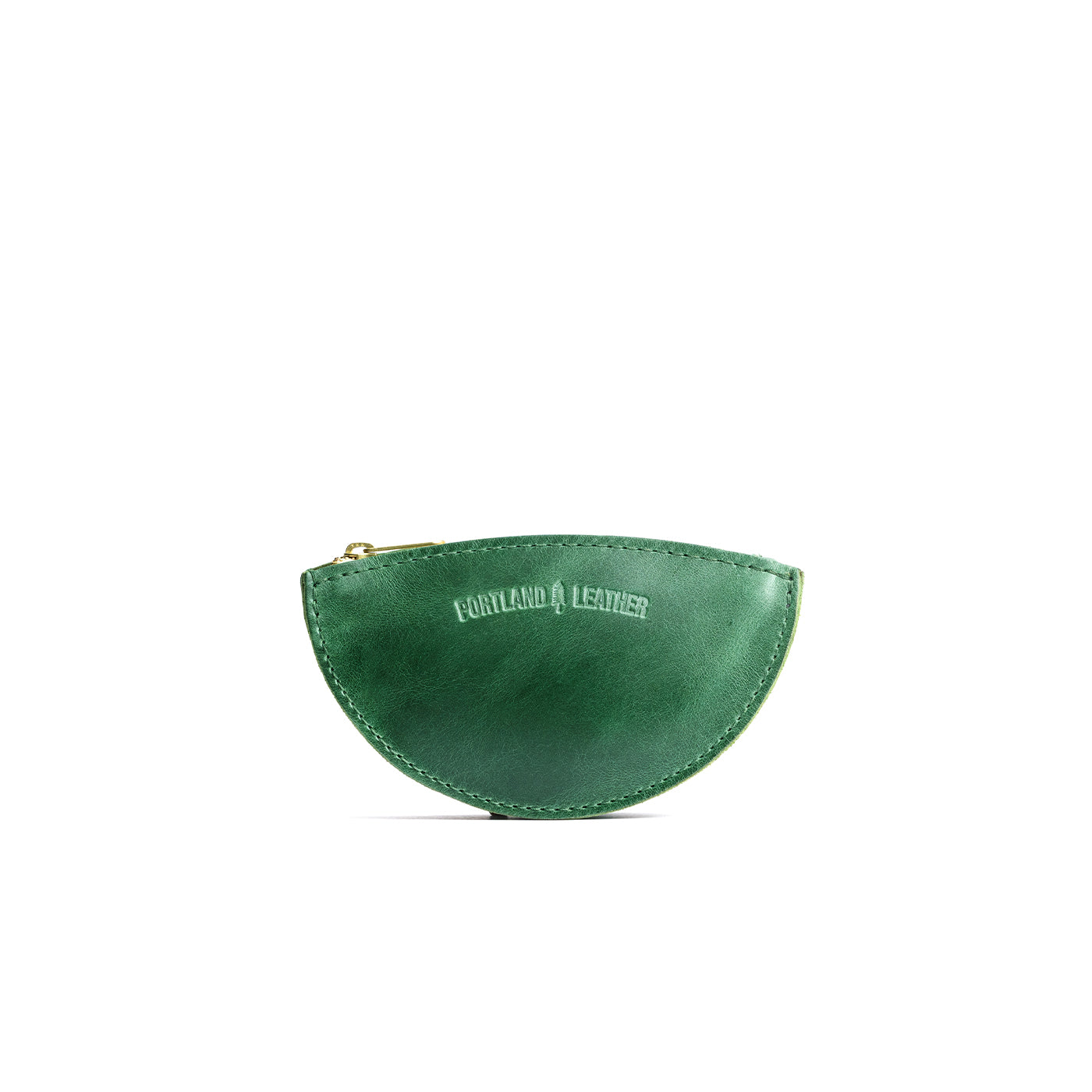 Cowboy Mint*Small | Half circle shaped leather zip pouch