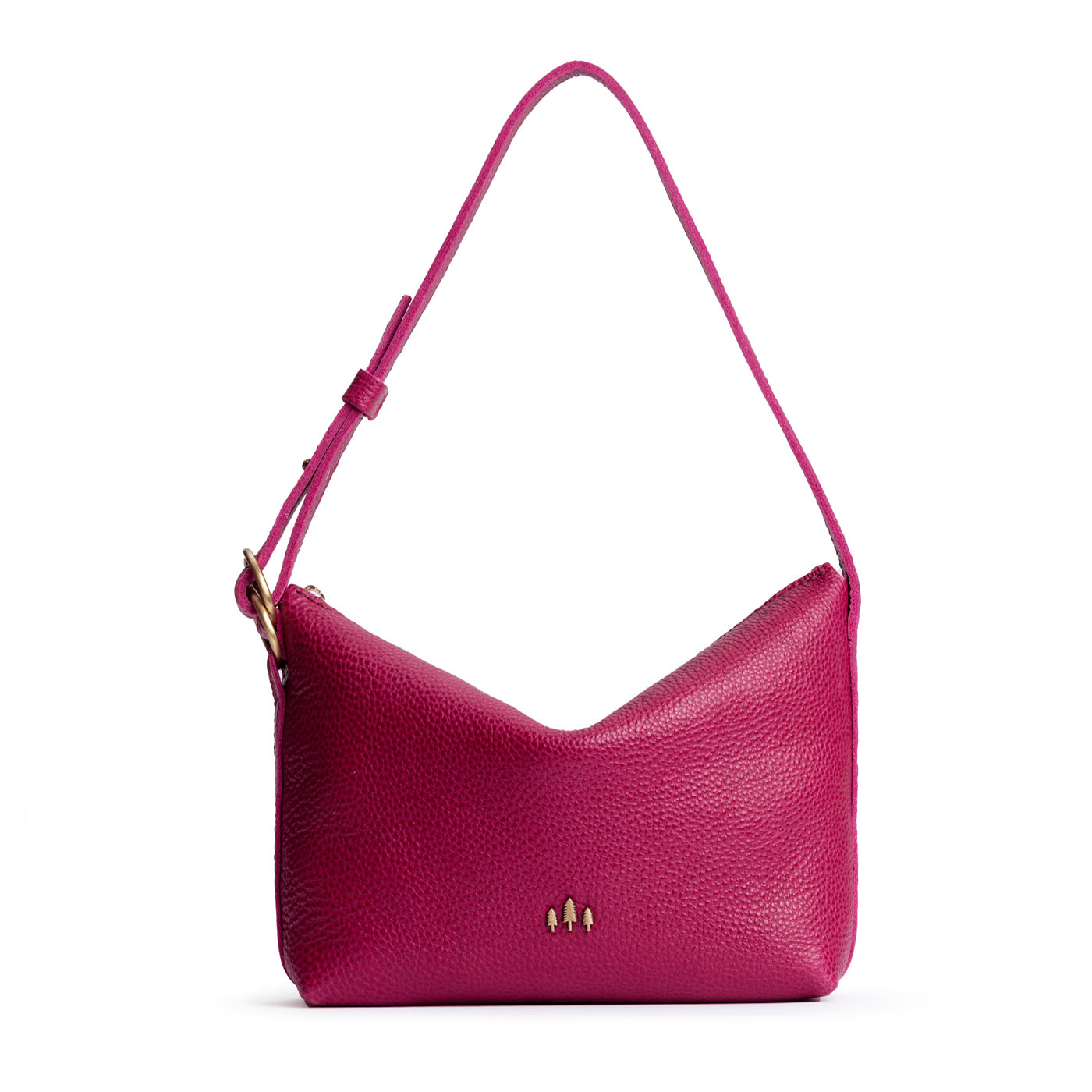 Cosmo Small | Petite slouchy leather shoulder bag with zipper opening and three metal tree emblems